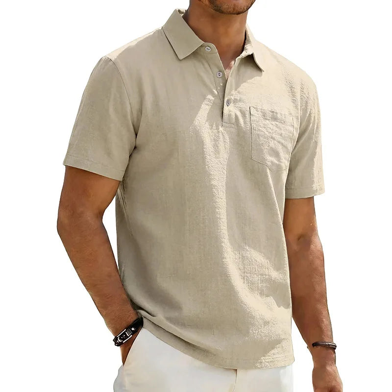 Beeckhoven™ | Linnen Heren Poloshirt met Korte Mouwen