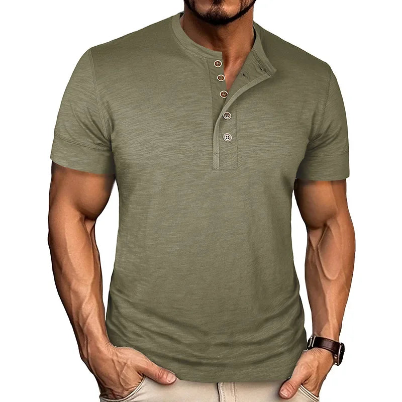 Beeckhoven™ | Stoer Henley T-Shirt met Korte Mouwen