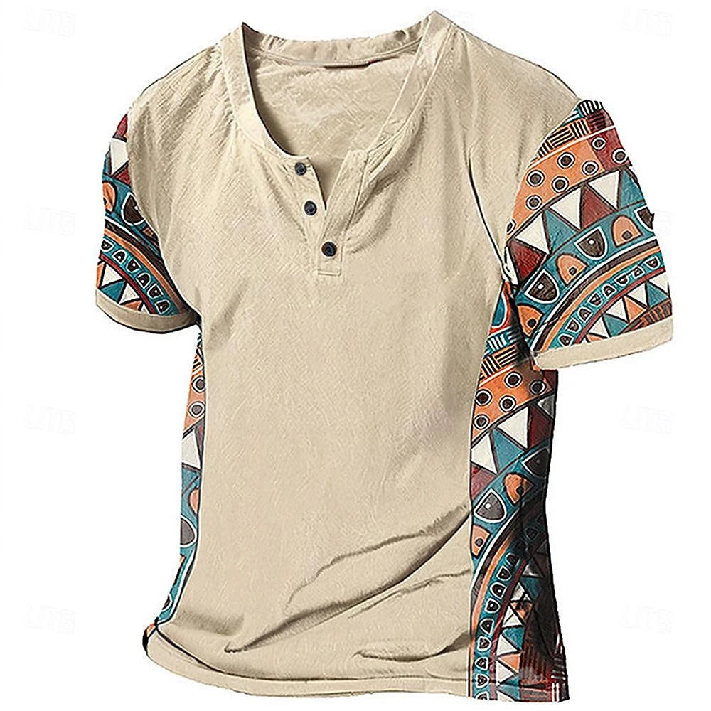 Beeckhoven™ | Vintage Tribal Henley Shirt voor Heren