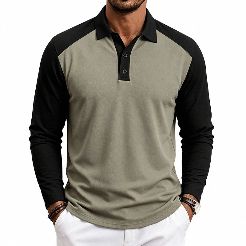 Beeckhoven™ | Heren Poloshirt met Kleurblok Design en Lange Mouwen