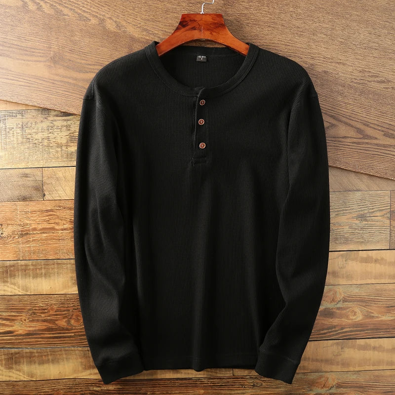 Beeckhoven™ | Wafel Gebreid Henley Shirt