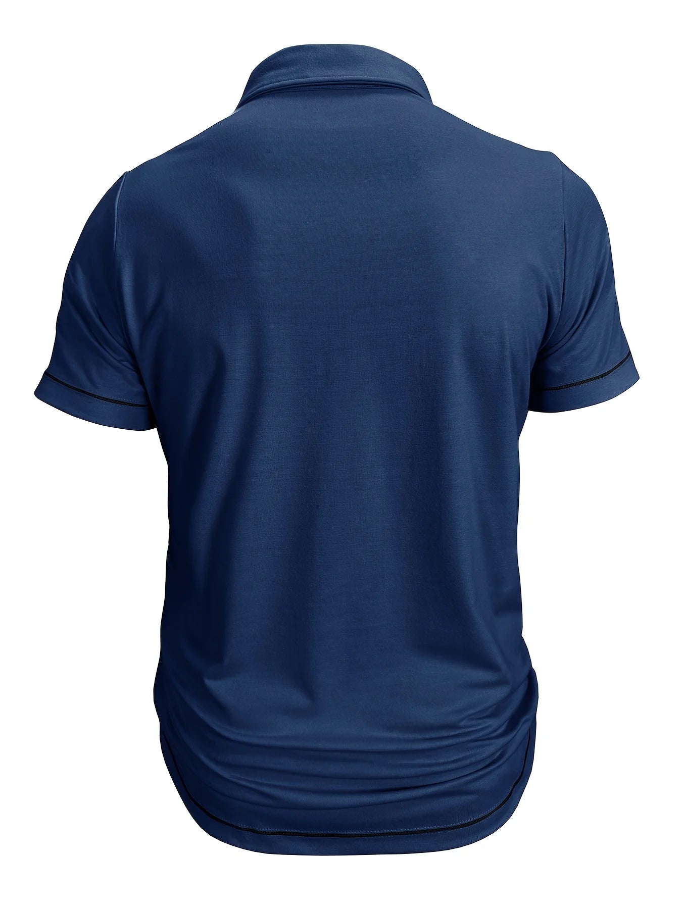 Summer Plus Size Men's Short-Sleeve Polo Shirt Casual Solid Color Collared Pullover Henley Shirt with Pockets