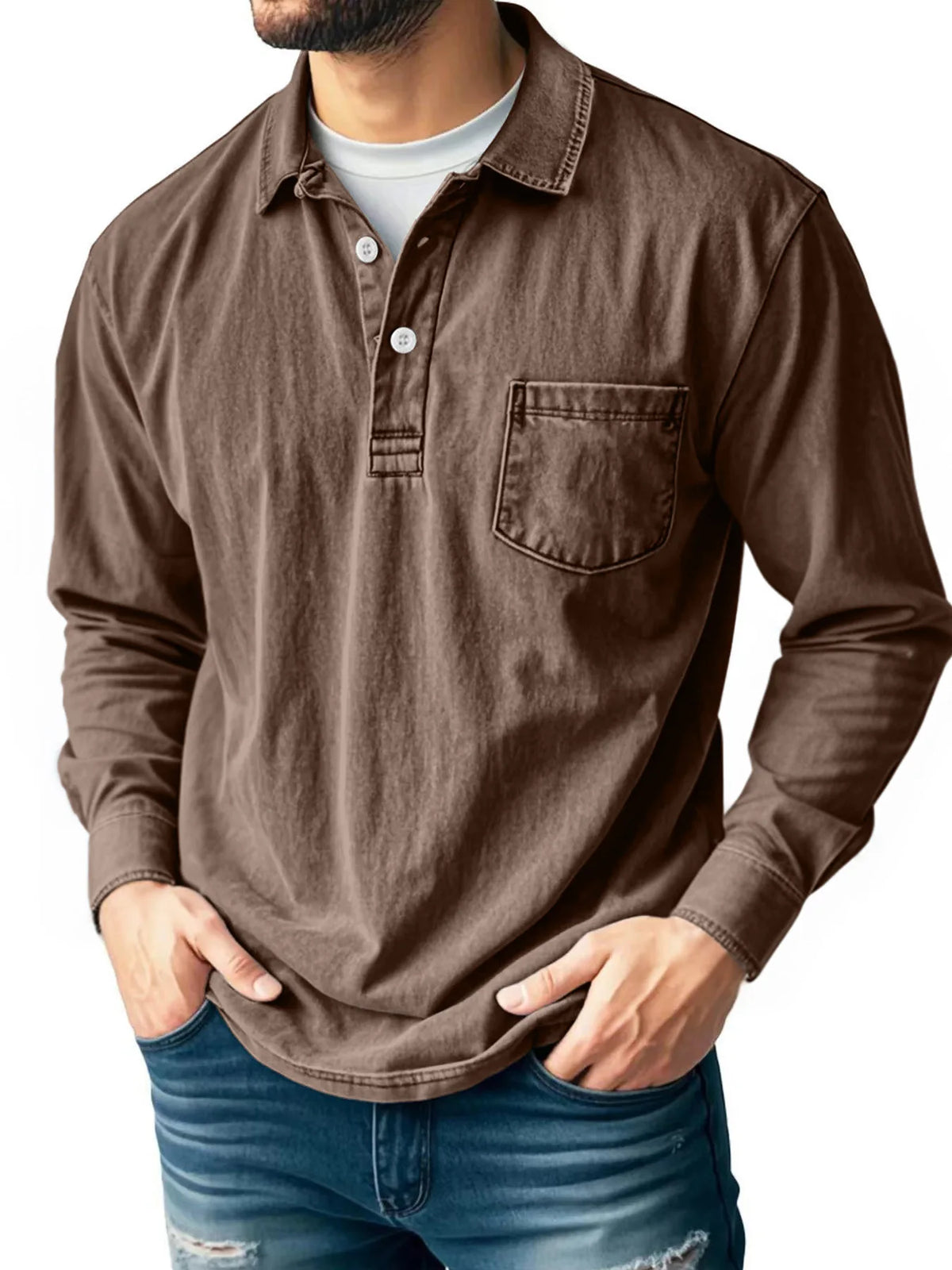 Beeckhoven™ | Katoenen Vintage Shirt Met Lange Mouwen