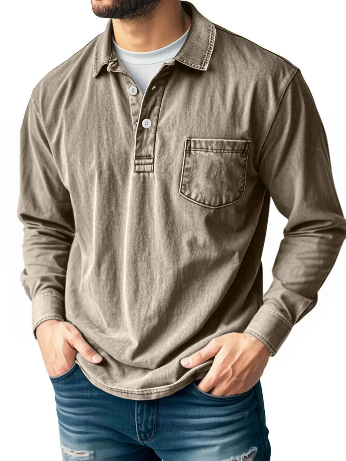 Beeckhoven™ | Katoenen Vintage Shirt Met Lange Mouwen