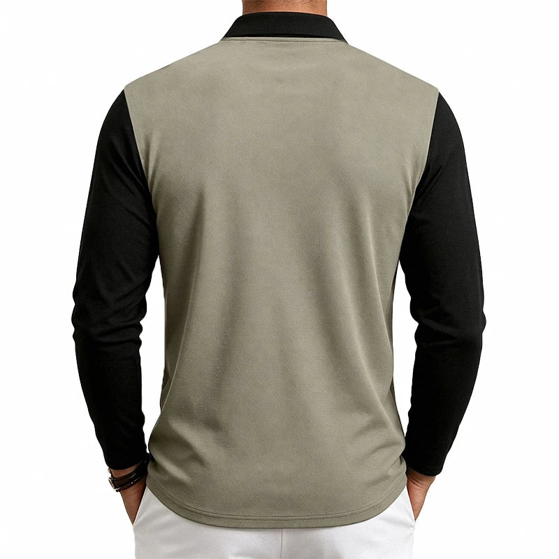 Beeckhoven™ | Heren Poloshirt met Kleurblok Design en Lange Mouwen