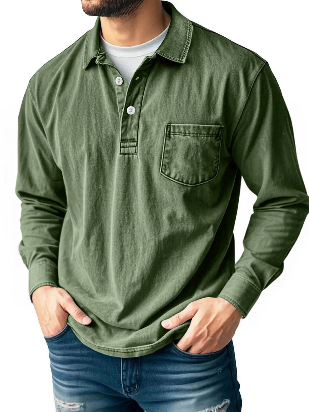 Beeckhoven™ | Katoenen Vintage Shirt Met Lange Mouwen