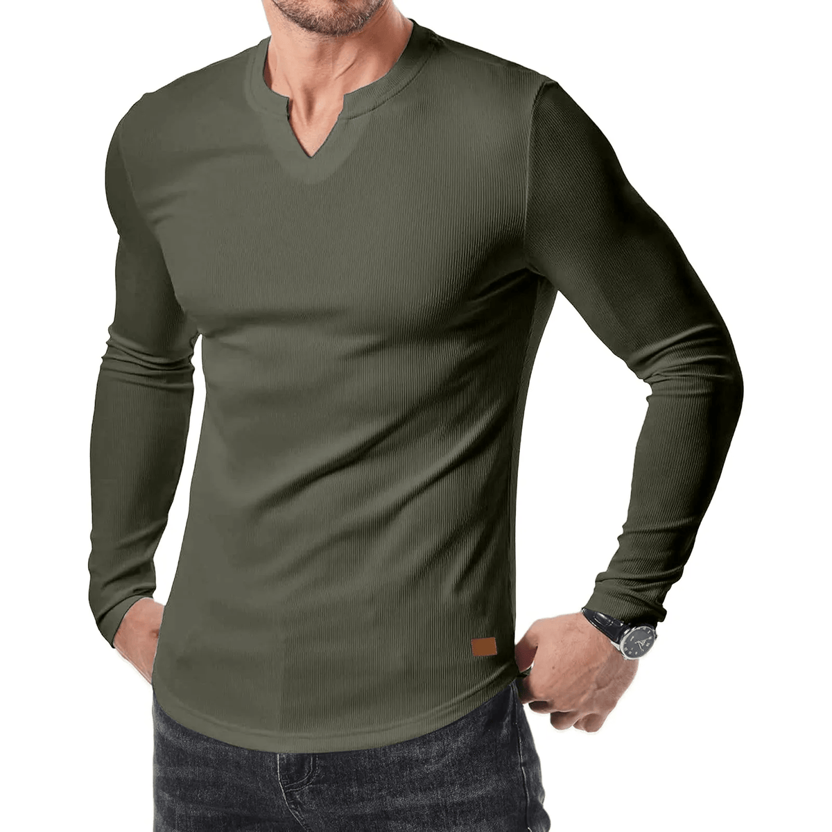 Beeckhoven™ | Casual V-Hals Shirt Met Lange Mouwen