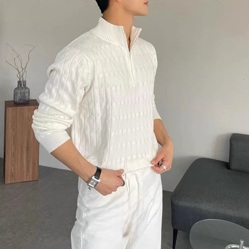 Zipped Jacquard Sweater