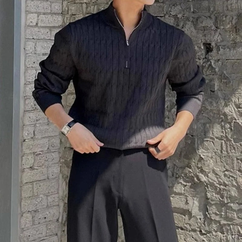 Zipped Jacquard Sweater