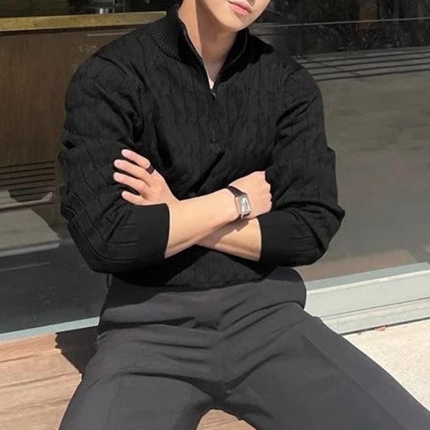 Zipped Jacquard Sweater