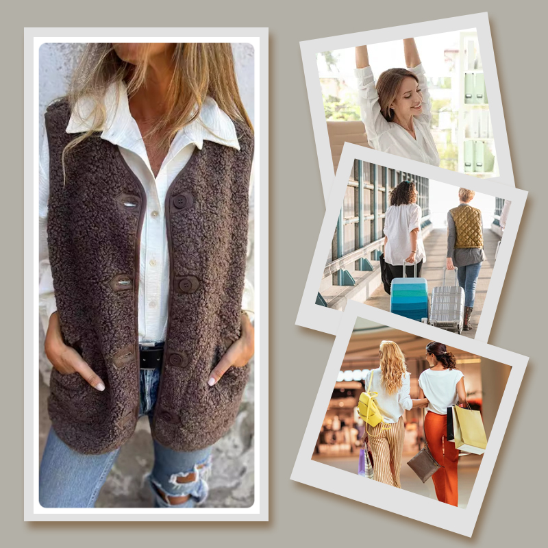 Bella™| Wintervest van zacht wol met knopen