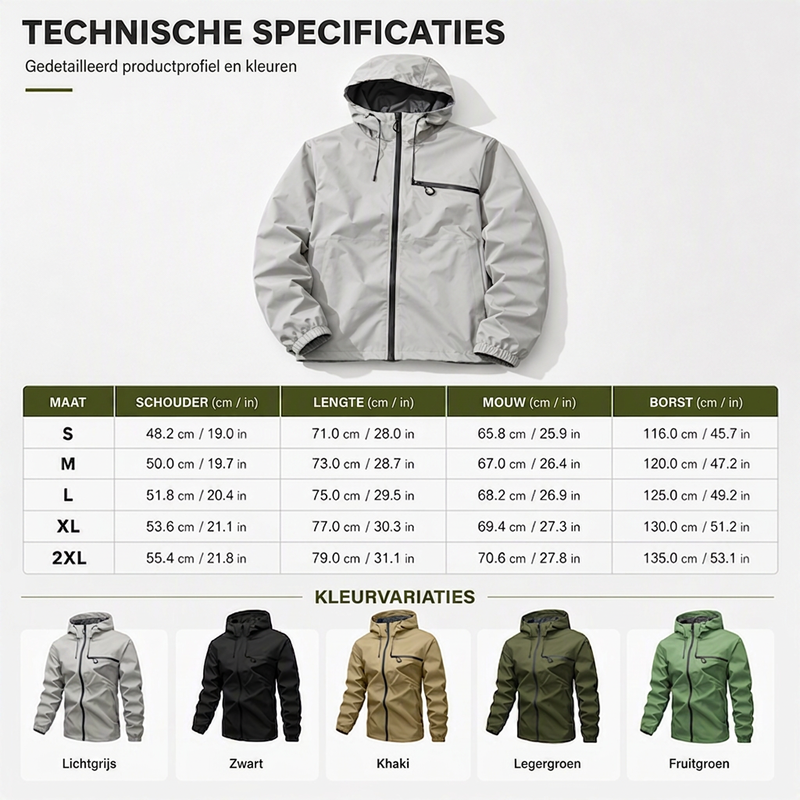 Beeckhoven™ | Waterdichte Heren Outdoor Jas Met Capuchon